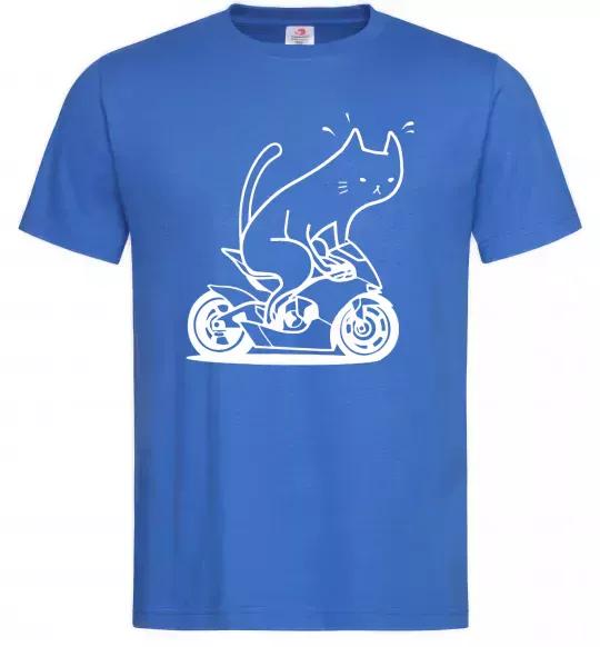 Чоловіча футболка Cat rider Яскраво-синій фото