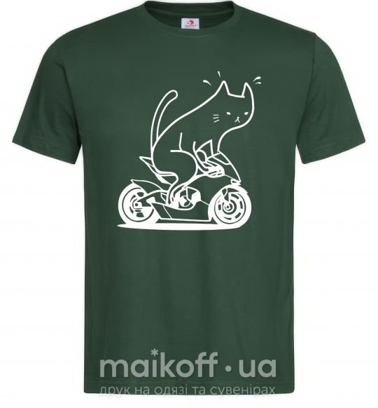 Мужская футболка Cat rider Темно-зеленый фото