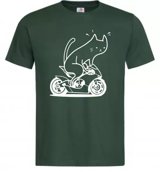 Чоловіча футболка Cat rider Темно-зелений фото