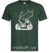 Мужская футболка Cat rider Темно-зеленый фото