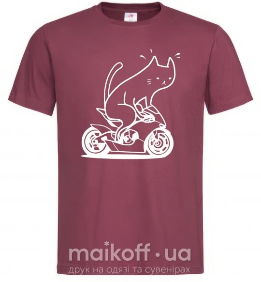 Чоловіча футболка Cat rider Бордовий фото