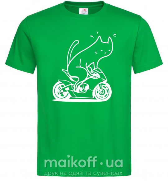 Мужская футболка Cat rider Зеленый фото