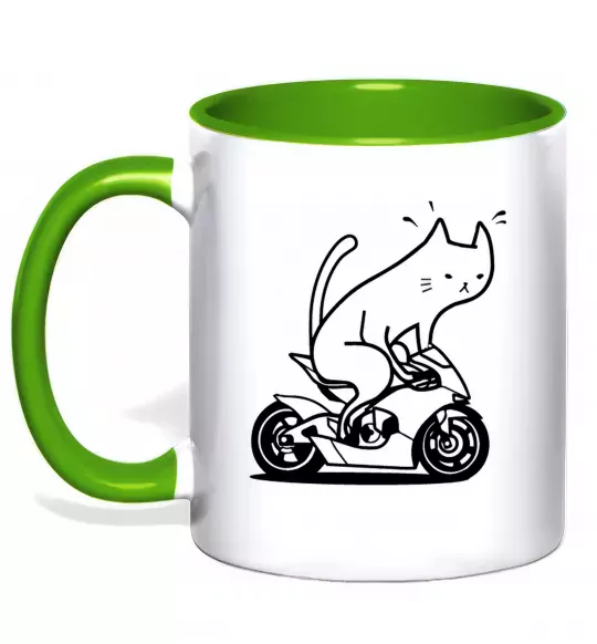 Чашка з кольоровою ручкою Cat rider Зелений фото