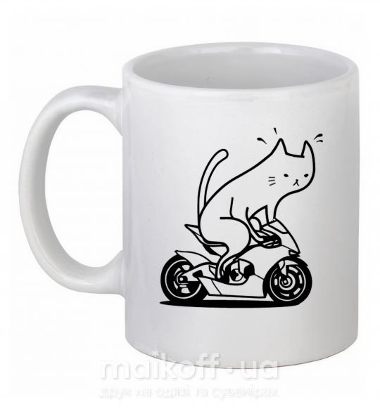 Чашка керамическая Cat rider Белый фото