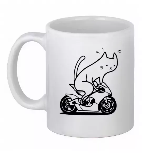 Чашка керамическая Cat rider Белый фото