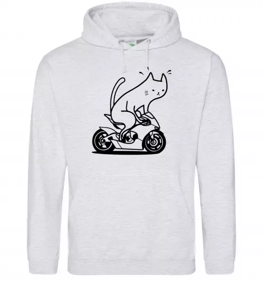 Женская толстовка (худи) Cat rider Серый меланж фото