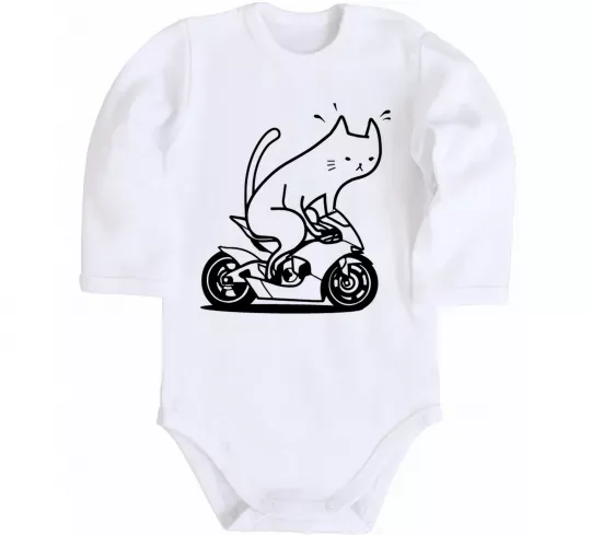 Детский боди Cat rider Белый фото