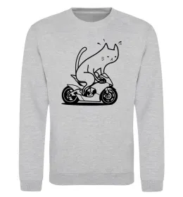 Свитшот Cat rider Серый меланж фото