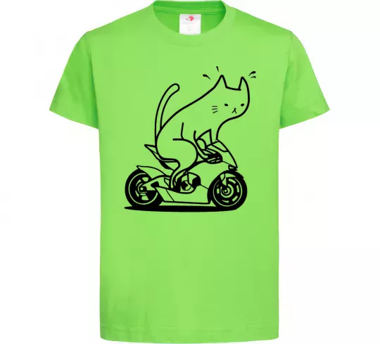 Дитяча футболка Cat rider Лаймовий фото