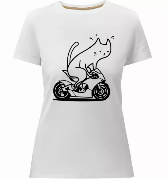 Жіноча преміум футболка Cat rider Білий фото