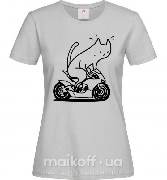 Женская футболка Cat rider Серый фото