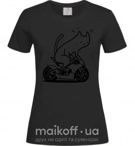 Женская футболка Cat rider Черный фото
