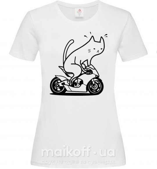 Жіноча футболка Cat rider Білий фото