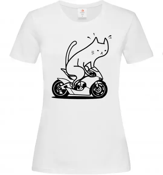 Жіноча футболка Cat rider Білий фото