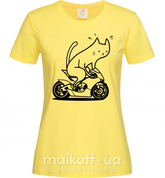 Жіноча футболка Cat rider Лимонний фото