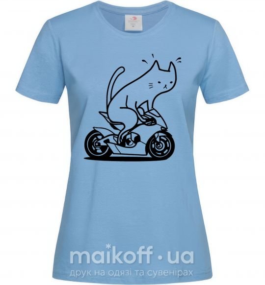 Жіноча футболка Cat rider Блакитний фото