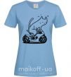 Женская футболка Cat rider Голубой фото