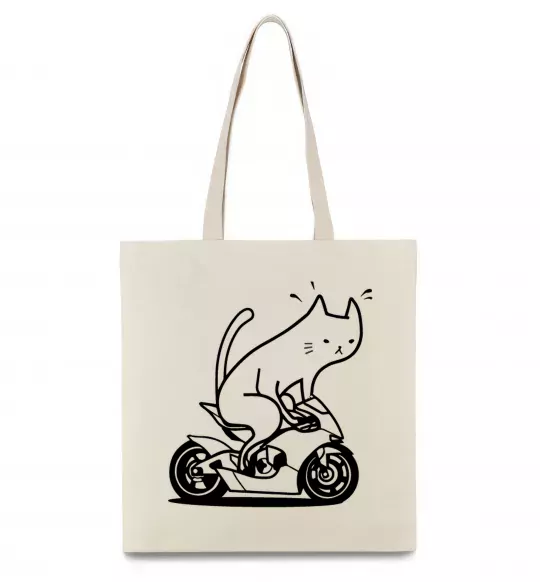 Эко-сумка Cat rider Бежевый фото