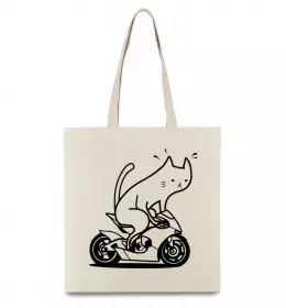 Эко-сумка Cat rider Бежевый фото