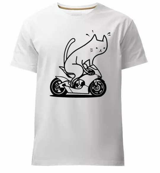 Чоловіча преміум футболка Cat rider Білий фото