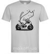 Мужская футболка Cat rider Серый фото