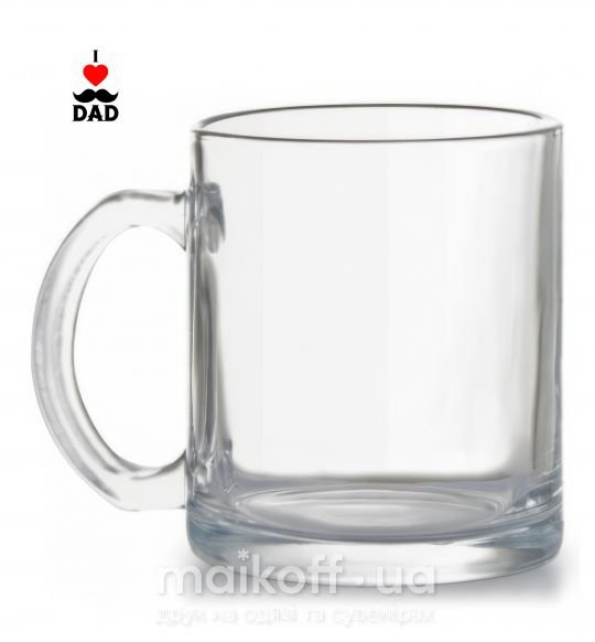 Чашка скляна I love dad усы Прозорий фото