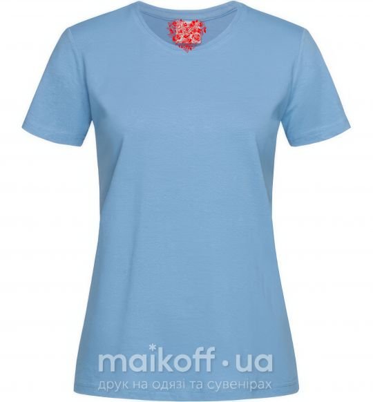 Жіноча футболка Rose heart Блакитний фото