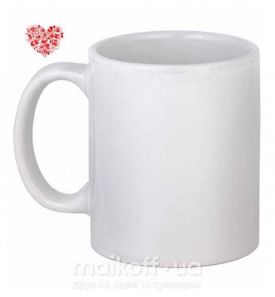 Чашка керамічна Rose heart Білий фото
