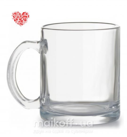 Чашка стеклянная Rose heart Прозрачный фото