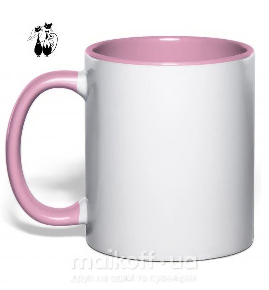 Чашка з кольоровою ручкою Wedding cat Ніжно рожевий фото
