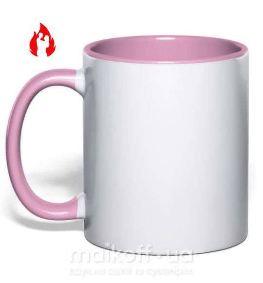 Чашка с цветной ручкой Пламя любви Нежно розовый фото