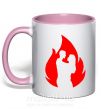 Чашка з кольоровою ручкою Пламя любви Ніжно рожевий фото