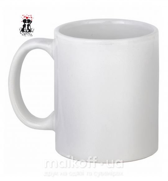 Чашка керамическая Пара на лавочке Белый фото