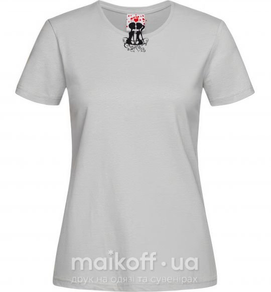 Жіноча футболка Пара на лавочке Сірий фото