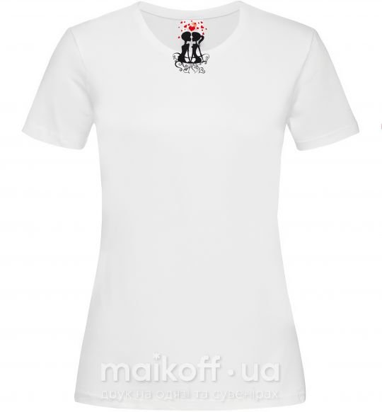 Жіноча футболка Пара на лавочке Білий фото