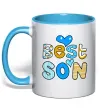 Чашка с цветной ручкой Best son Голубой фото