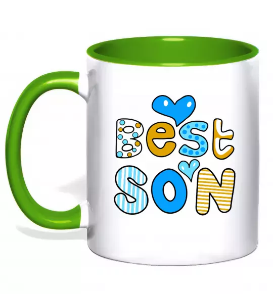 Чашка с цветной ручкой Best son Зеленый фото