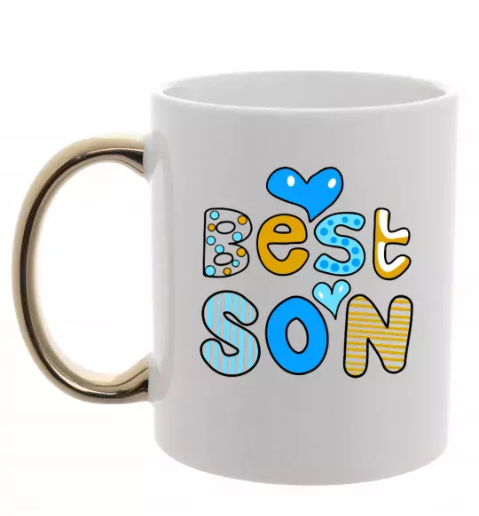 Чашка с цветной ручкой Best son Золото фото