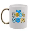 Чашка с цветной ручкой Best son Золото фото