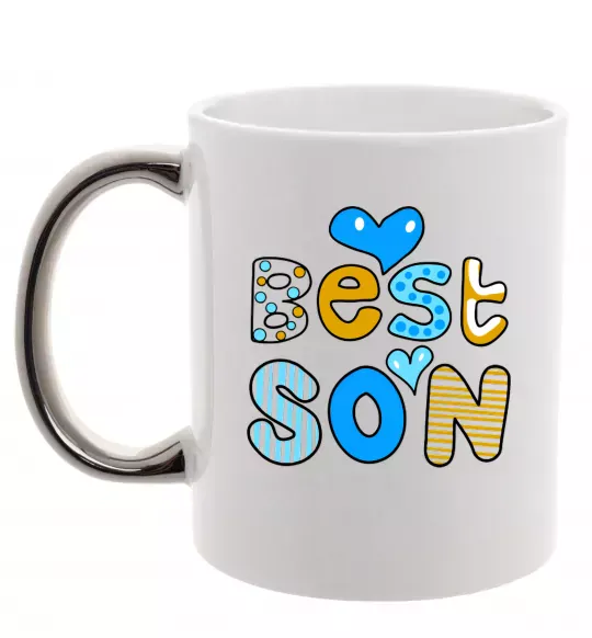 Чашка с цветной ручкой Best son Серебро фото