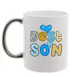 Чашка с цветной ручкой Best son Серебро фото