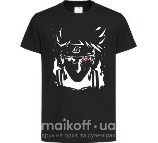 Детская футболка Naruto kakashi силуэт Черный фото