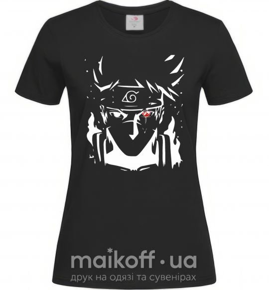 Женская футболка Naruto kakashi силуэт Черный фото