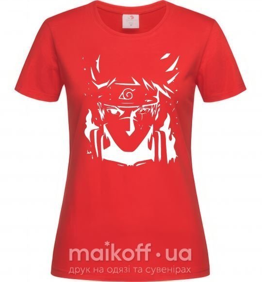 Женская футболка Naruto kakashi силуэт Красный фото