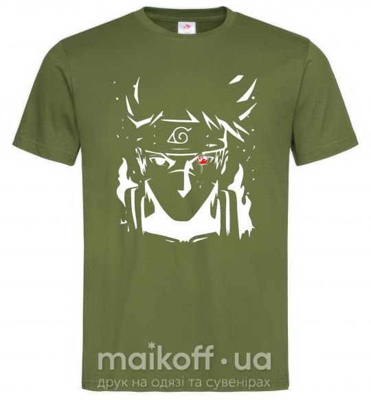 Мужская футболка Naruto kakashi силуэт Оливковый фото