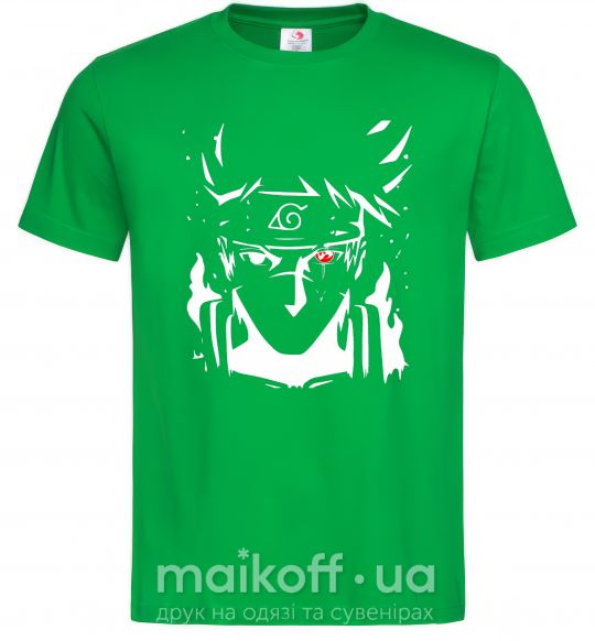 Мужская футболка Naruto kakashi силуэт Зеленый фото