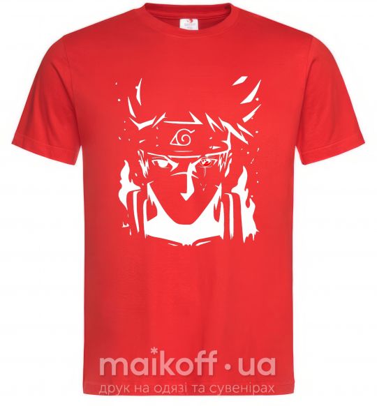 Мужская футболка Naruto kakashi силуэт Красный фото