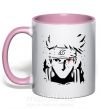 Чашка з кольоровою ручкою Naruto kakashi силуэт Ніжно рожевий фото