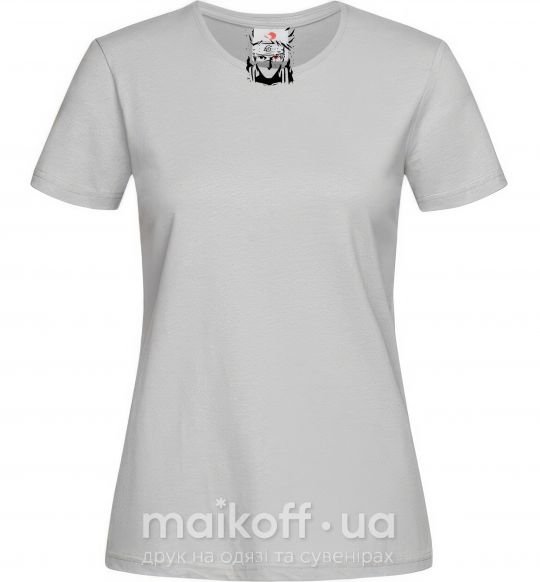 Жіноча футболка Naruto kakashi силуэт Сірий фото