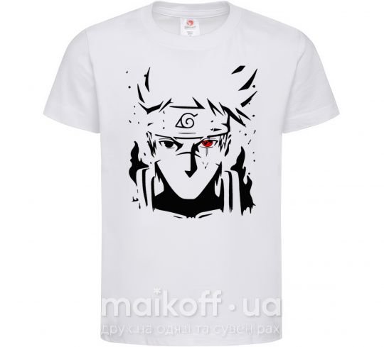 Детская футболка Naruto kakashi силуэт Белый фото